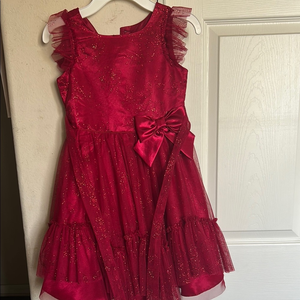 Jona Michelle Red Glitter Kids Formal Dress